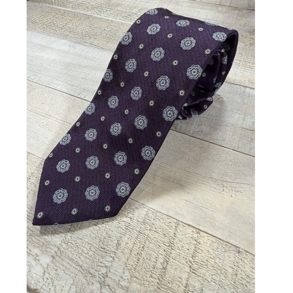 Brooks Brothers NWT Silk Tie Purple Floral Made in USA Italian Fabric Mens